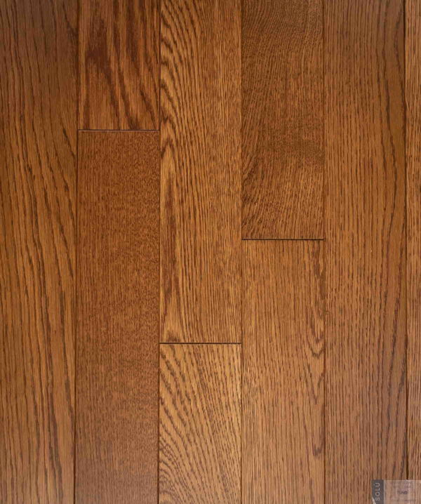 Natural select grade white oak floor, varnished Tunis color