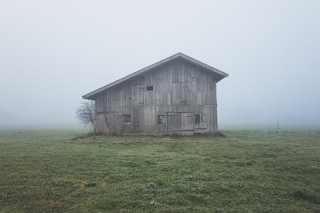 vintage barn made of gray wood