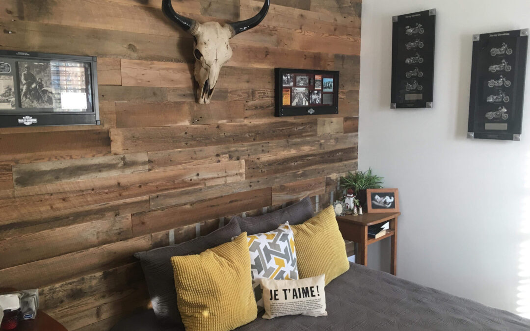 Brown barn wood bedroom wall