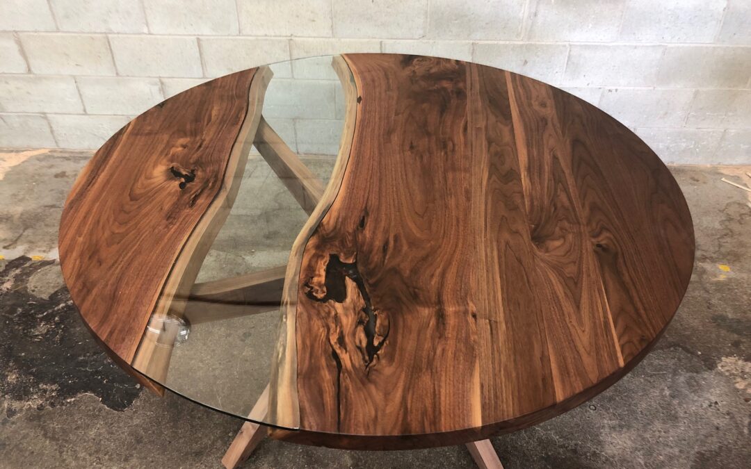 Round walnut table